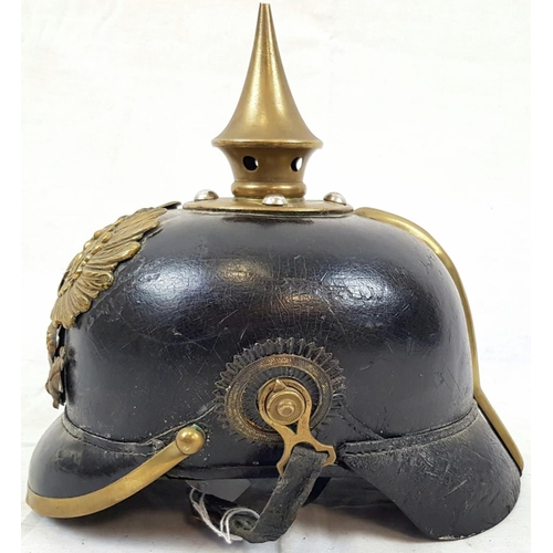 64 - WW1 Imperial German landwehr  Pickelhaube. Small field repair to the Wappen plate. Genuine honest he... 