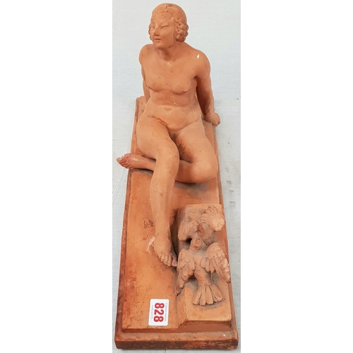 828 - Seated Female Nude Terracotta Sculpture by Montry.
55 x 30cm.