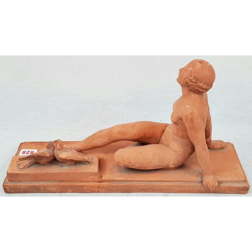 828 - Seated Female Nude Terracotta Sculpture by Montry.
55 x 30cm.