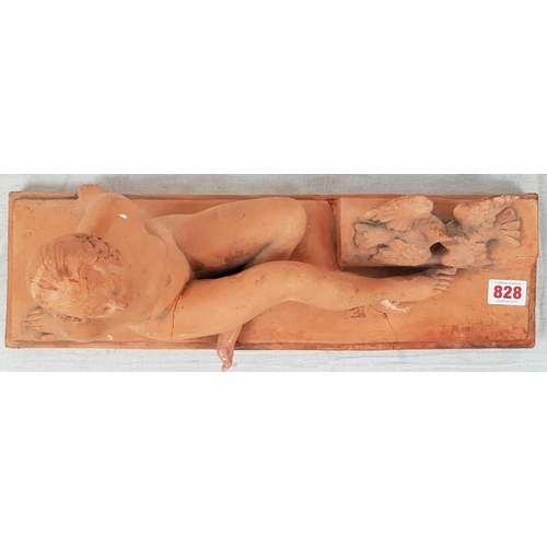 828 - Seated Female Nude Terracotta Sculpture by Montry.
55 x 30cm.