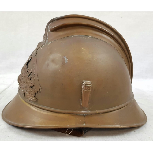 100 - French Brass Fireman’s Helmet circa 1890’s. Needs a good polish.