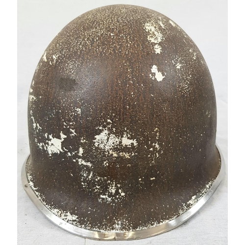 57 - WW2 Battle of the Bulge Relic US 3rd Division M1 Swivel Bale Helmet. Remains of the Div. Patch and s... 