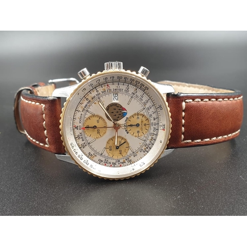 99 - A BREITLING NAVITIMER CHRONOMETER AUTOMATIC MOVEMENT ON A LEATHER STRAP.
42mm