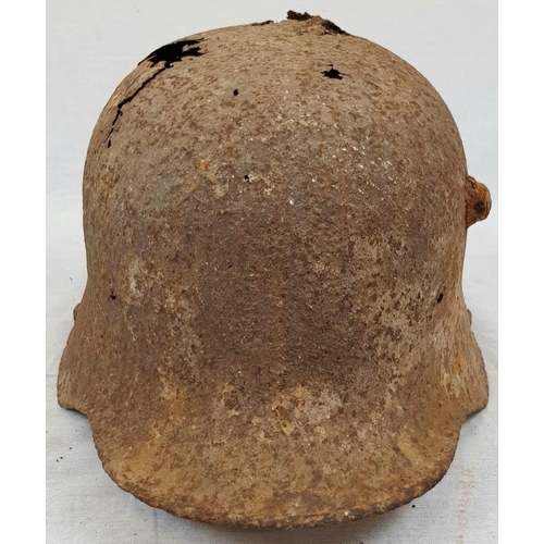 107 - WW1 Somme Found German M16 Stahlhelm Helmet. Very solid despite the erosion