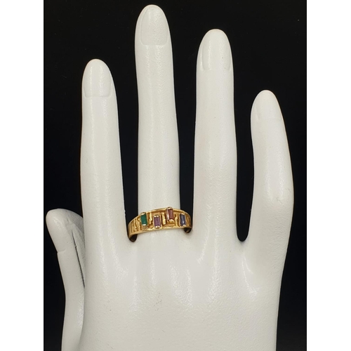 40 - 18K YELLOW GOLD VINTAGE MULTI STONE SET RING WEIGHT 4.2G SIZE U