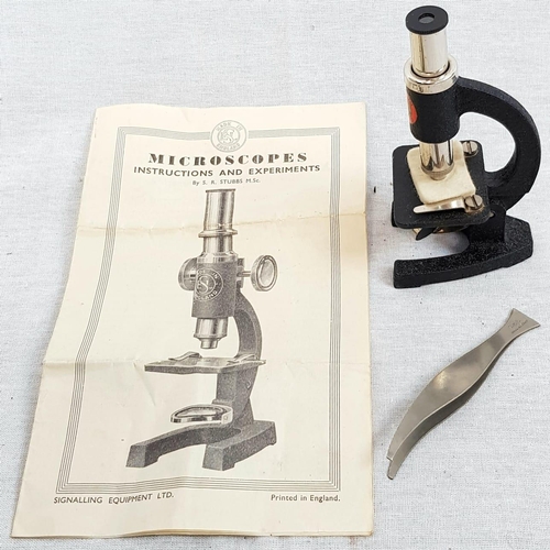 444 - Vintage (1950) Students Microscope made by Signalling Equipment Ltd. As new, in original Box
12cm ta... 