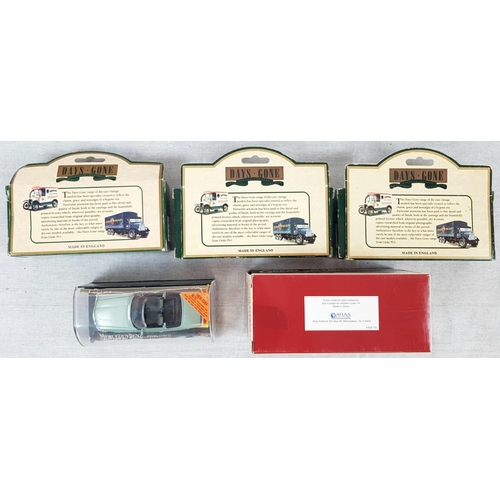 488 - Mixture of Three Die Cast Vans, Double Decker Bus (1:76) and a 1971 Mercedes 350.