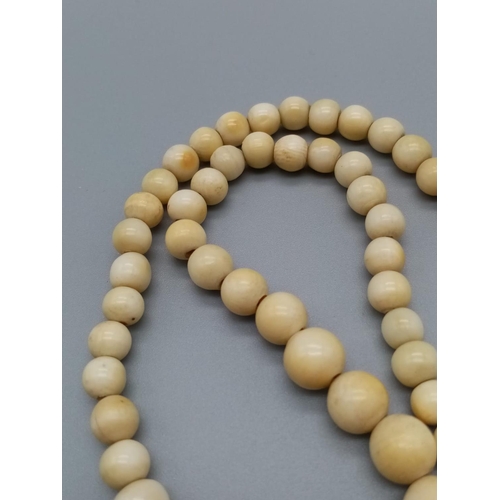 753 - Vintage small beaded ivory necklace, 42cm long approx