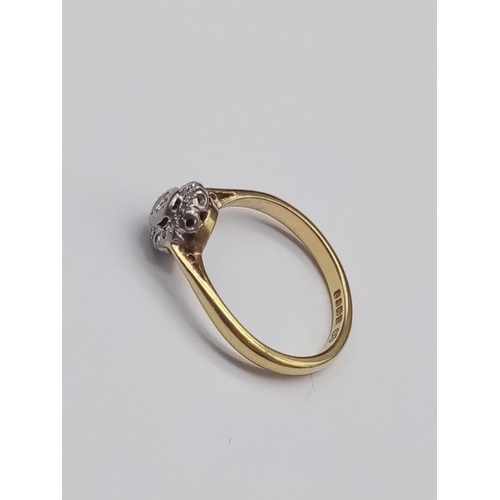 163 - 18k yellow gold vintage ring with diamond setting size N1/2 weight 3g