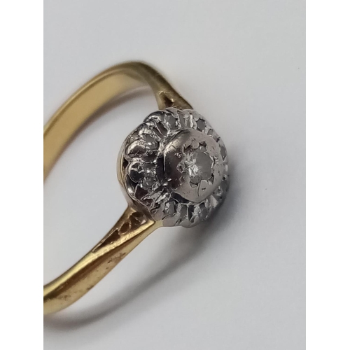 163 - 18k yellow gold vintage ring with diamond setting size N1/2 weight 3g