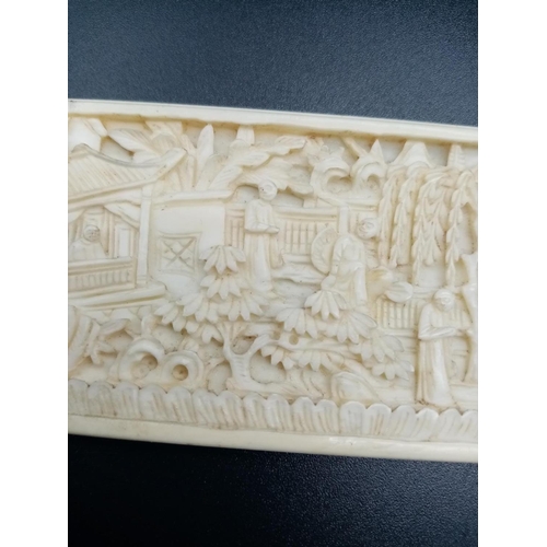 261 - Vintage hand carved Oriental ivory depicting a musical performance in garden scene