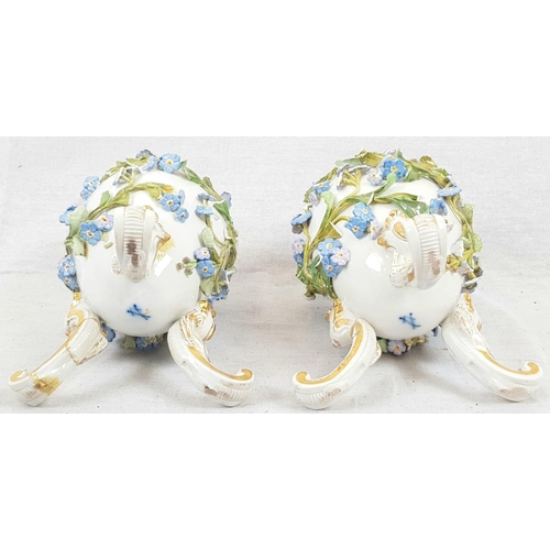 787 - Two, Messien Egg-Shaped Forget-Me-Not Vases.
15cm tall