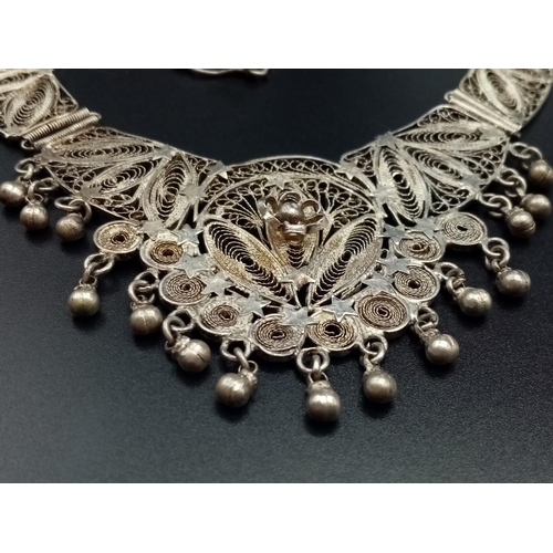 282 - Impressive Oriental style filigree necklace weight 45g approx and 50cm long