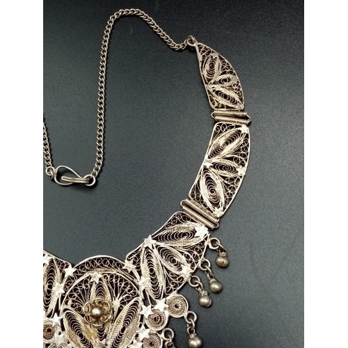 282 - Impressive Oriental style filigree necklace weight 45g approx and 50cm long