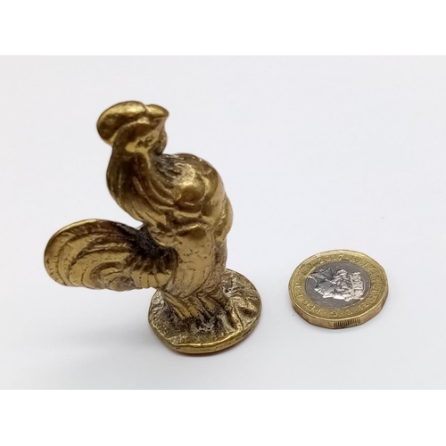 749 - Miniature brass rooster