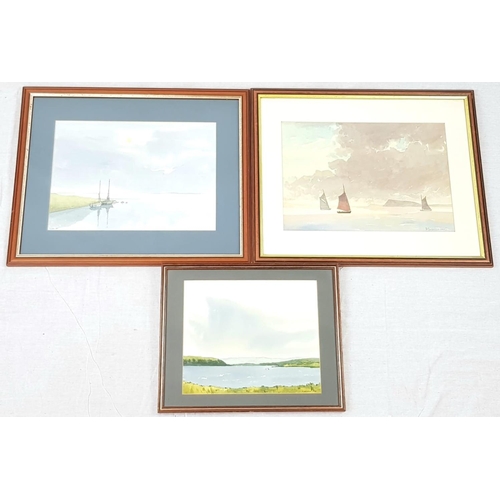 871 - A Trio of WaterColour Paintings by the British artist 
P.Dawson. In frames - 40 x 32, 54 x 44 and an... 