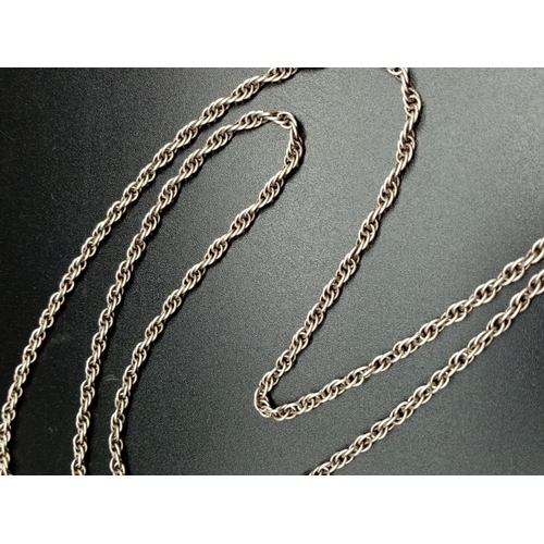 763 - 1974 Liberty 1 Dollar USA coin pendant set in silver chain, 68cm long approx