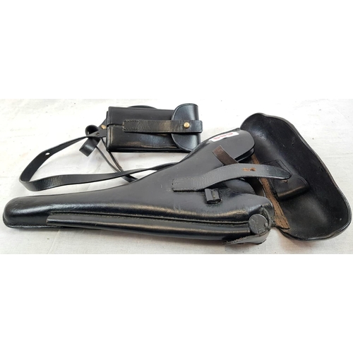 689 - Vintage Leather Luger Holster complete with magazine pouch.