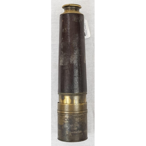 73 - WW1 Private Purchase Telescope. Inscribed “Capt James 77 Bty VI Howitzer”.