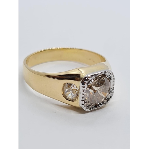 249 - A GENTLEMANS 18K YELLOW GOLD RING WITH 1.5CT DIAMONDS.
7.6gms and SIZE S