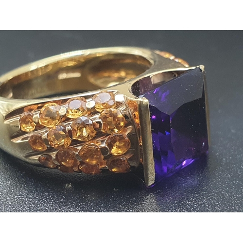 320 - A BIBIGI ITALIAN AMYTHIST AND CITRINE COCKTAIL RING.   13.4gms      SIZE Q