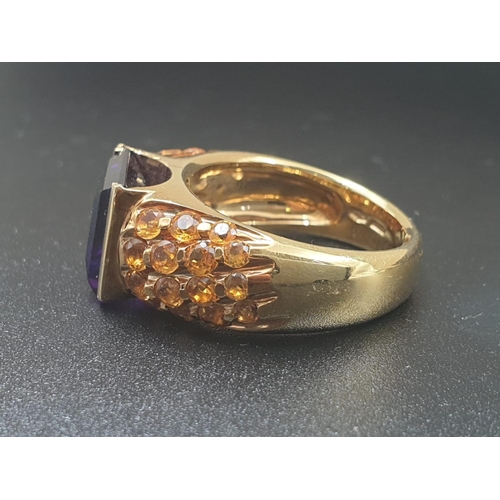 320 - A BIBIGI ITALIAN AMYTHIST AND CITRINE COCKTAIL RING.   13.4gms      SIZE Q