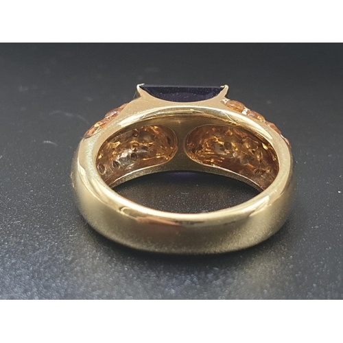 320 - A BIBIGI ITALIAN AMYTHIST AND CITRINE COCKTAIL RING.   13.4gms      SIZE Q