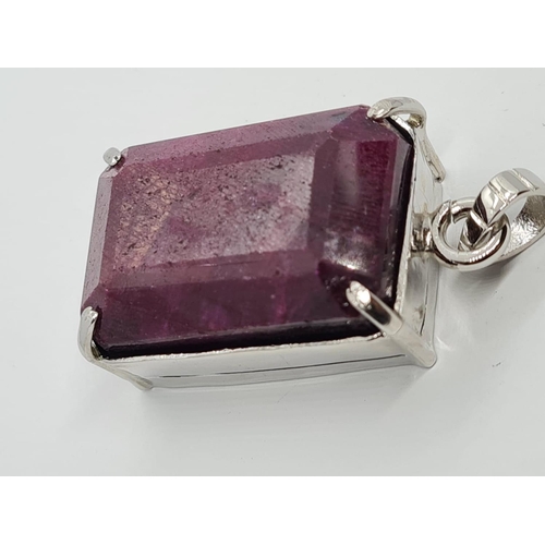 39 - Massive Ruby Gemstone Pendant with a 100ct plus Ruby Stone in 925 Silver, weight 50g and size 5x3.5c... 