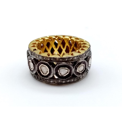 65 - Stunning Gold Plated silver full eternity Diamond Ring with 1.63ct of Diamonds, weight 12.7g and siz... 