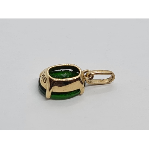 716 - STERLING SILVER WITH GOLD VERMEIL GREEN STONE PENDANT 