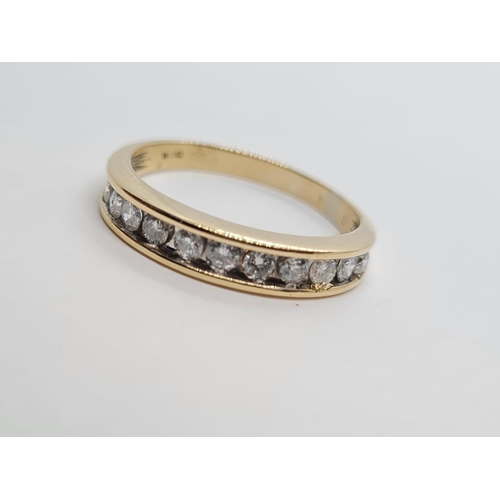 151 - 9K YELLOW GOLD DIAMOND SET HELF ETERNITY RING WITH 0.45CT DIAMONDS AND WEIGHT 3.1G SIZE U