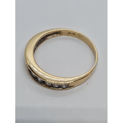 151 - 9K YELLOW GOLD DIAMOND SET HELF ETERNITY RING WITH 0.45CT DIAMONDS AND WEIGHT 3.1G SIZE U