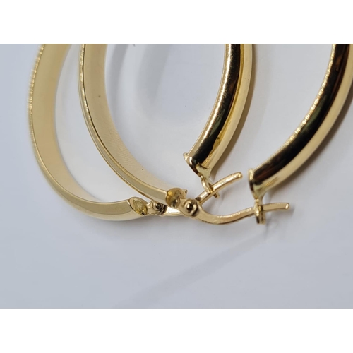 297 - Pair of 16k yellow gold big hoop earrings, weight 4.4G and 38mm diameter approx