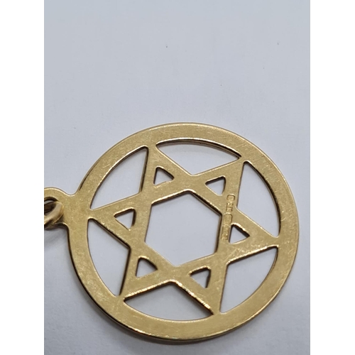 518 - 9K YELLOW GOLD STAR OF DAVID PENDANT WEIGHT  0.8G