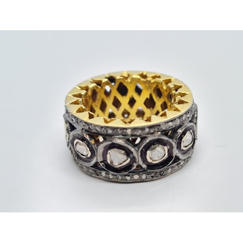 65 - Stunning Gold Plated silver full eternity Diamond Ring with 1.63ct of Diamonds, weight 12.7g and siz... 