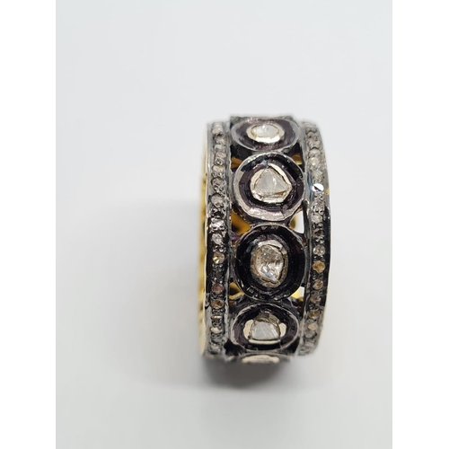 65 - Stunning Gold Plated silver full eternity Diamond Ring with 1.63ct of Diamonds, weight 12.7g and siz... 