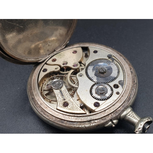 696 - AN EARLY 1900,S FRENCH POCKET WATCH WITH WHITE FACE AND ROMAN NUMERALS (NEEDS ATTENTION, PLUS AN EAR... 