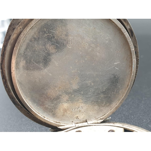 696 - AN EARLY 1900,S FRENCH POCKET WATCH WITH WHITE FACE AND ROMAN NUMERALS (NEEDS ATTENTION, PLUS AN EAR... 