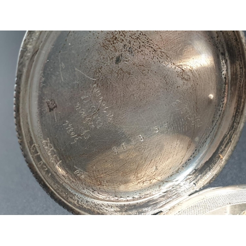 696 - AN EARLY 1900,S FRENCH POCKET WATCH WITH WHITE FACE AND ROMAN NUMERALS (NEEDS ATTENTION, PLUS AN EAR... 