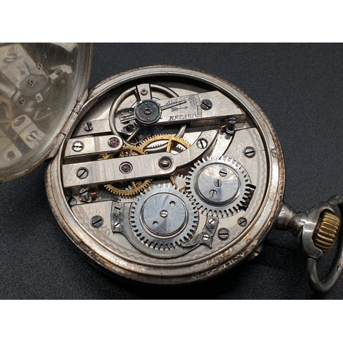 696 - AN EARLY 1900,S FRENCH POCKET WATCH WITH WHITE FACE AND ROMAN NUMERALS (NEEDS ATTENTION, PLUS AN EAR... 