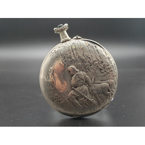 696 - AN EARLY 1900,S FRENCH POCKET WATCH WITH WHITE FACE AND ROMAN NUMERALS (NEEDS ATTENTION, PLUS AN EAR... 