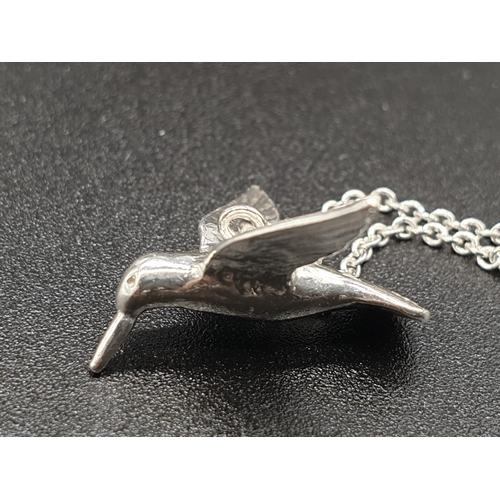 285 - ALEX MONROE STERLING SILVER SWOOPING SWALLOW PENDANT ON EXTENDABLE NECKLACE