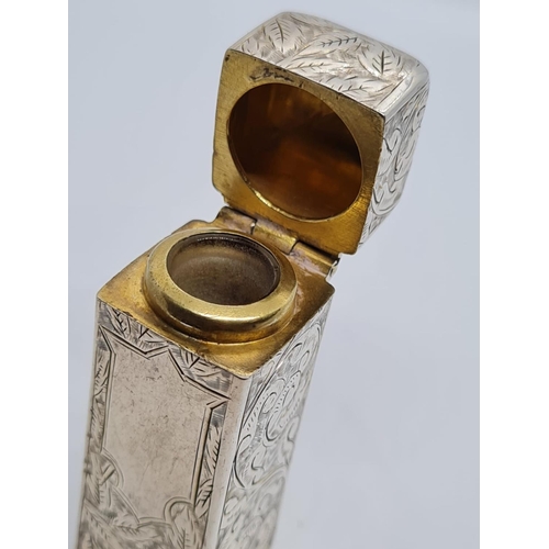 374 - Antique Solid Silver Perfume Bottle.- Birmingham 1896
Hallmark, Hillard and Thomson. 5.7cm.  23.5g