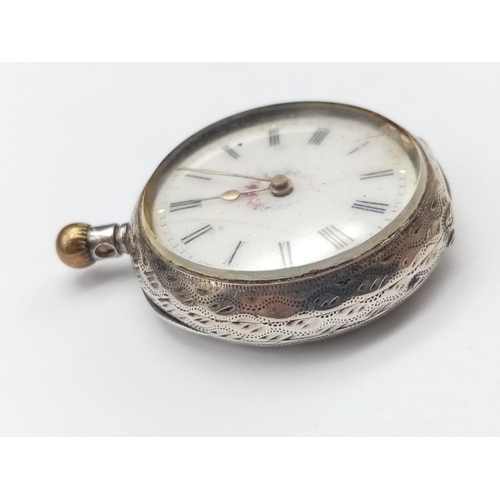 468 - Antique Small Pocket Watch. In need of repair.
3cm diameter.