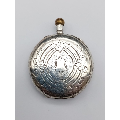 468 - Antique Small Pocket Watch. In need of repair.
3cm diameter.