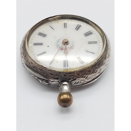 468 - Antique Small Pocket Watch. In need of repair.
3cm diameter.