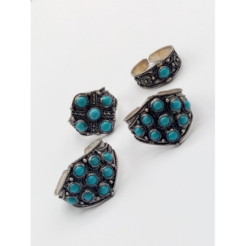 903 - 4x turquoise rings