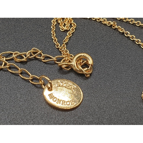 257 - ALEX MONROE STERLING SILVER WITH GOLD VERMEIL POSY HEART PENDANT ON EXTENDABLE NECKLACE