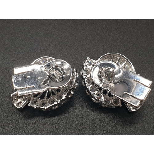 317 - ART DECO STYLE DIAMOND EARRINGS SET IN PLATINUM AND CONTAINING 3.75CTS OF QUALITY DIAMONDS.    15.6g... 