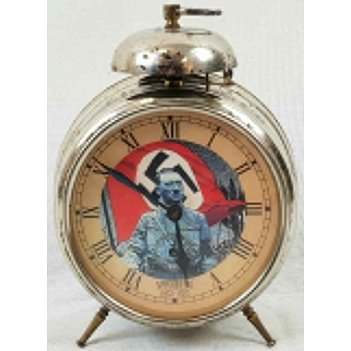 52 - Gustav Becker Nuremberg Rally Alarm Clock (circa 1930s). Bulgarian writing on rear of clock. Slight ... 